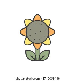 Sunflower icon. Simple outline colored vector of amusement icons for ui and ux, website or mobile application