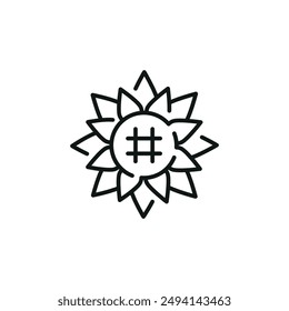 Sonnenblumensymbol. Einfaches Sonnenblumensymbol für Social Media, App und Webdesign. Vektorillustration