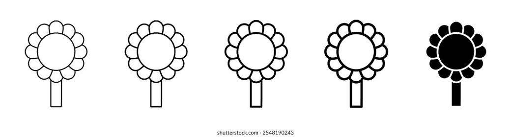 sunflower icon Simple thin line logo set