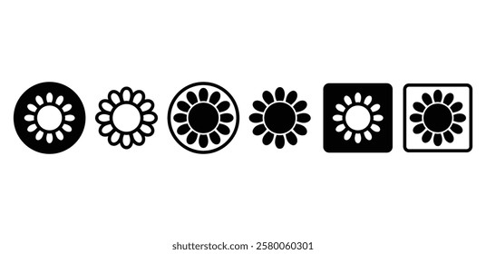 sunflower icon simple vector design black white color flat outline and black filled illustration sets