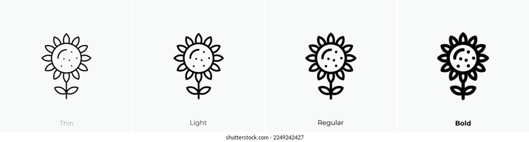 sunflower icon. Thin, Light Regular And Bold style design isolated on white background