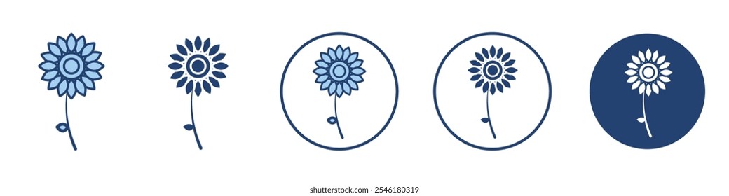 Icono de girasol Arte de línea delgada aislado