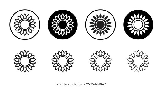 Sunflower icon Thin line art collection