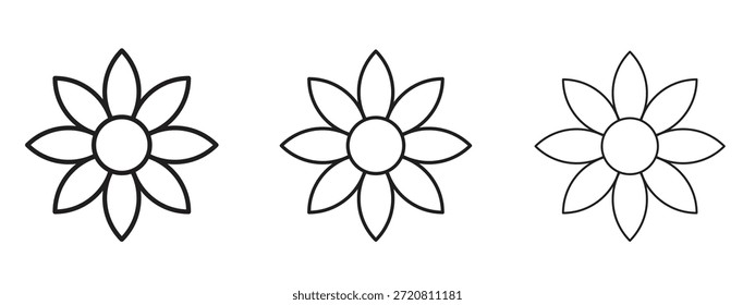 Sunflower icon thin line symbol on white background, editable stroke vector illustration