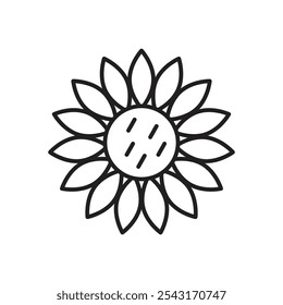 Sunflower icon. thin stroke and solid.