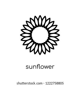 sunflower icon. Trendy modern flat linear vector sunflower icon on white background from thin line Ecology collection, outline vector illustration