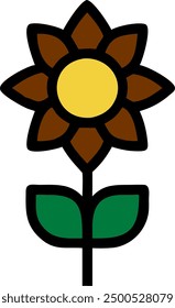 Sunflower icon, vector of flower