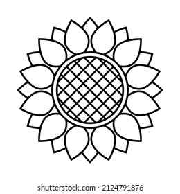 Sonnenblumensymbol, Vektorblumenzeilensymbol einzeln.