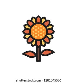Sunflower Icon Vector Illustration in Filled Style for Any Purpose