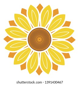 Sunflower icon, sunflower vector illustration in flat style