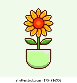 Sunflower Icon. Vector Illustration Template