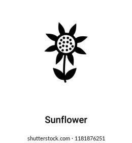 Sunflower icon vector isolated on white background, logo concept of Sunflower sign on transparent background, filled black symbol