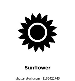 Sunflower icon vector isolated on white background, logo concept of Sunflower sign on transparent background, filled black symbol