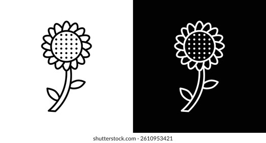 Sunflower icon Vector isolated outline drawing.