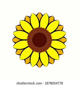 Sunflower icon vector isolated. Yellow sunflower blossom nature flower illustration for summer and logo.