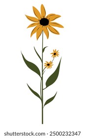 Sunflower icon vector isolated. Yellow sunflower blossom nature flower illustration
