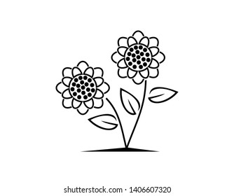 Sunflower icon vector, simple flower sign and symbol 