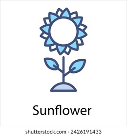 Sunflower Icon vector, Such Line sign as autumn, Submission of autumn icons. Vector Computer Isolated Pictograms for Web on White Background Editable Stroke stock illustration