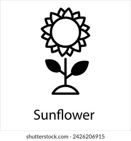 Sonnenblumen Icon Vektor, Solche Linie Zeichen wie Herbst, Einreichung von Herbst-Icons. Vector Computer Isolierte Piktogramme für Web auf weißem Hintergrund Editable Stroke Stock Illustration