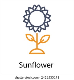 Sunflower Icon vector, Such Line sign as autumn, Submission of autumn icons. Vector Computer Isolated Pictograms for Web on White Background Editable Stroke stock illustration