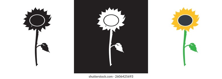 Sunflower icon. Vector for websites, mobile interfaces, presentations, and visual branding. Vector illustration. isolated on white and black background. EPS 10