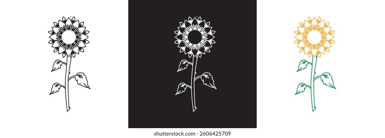 Sunflower icon. Vector for websites, mobile interfaces, presentations, and visual branding. Vector illustration. isolated on white and black background. EPS 10