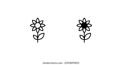 Sunflower icon with white background vector stock illustration