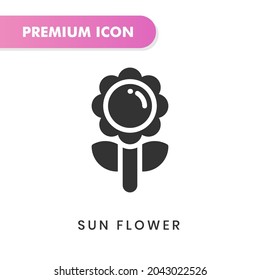 icono de girasol para tu diseño de sitio web, logotipo, aplicación, interfaz de usuario. Ilustración gráfica vectorial y trazo editable. diseño de glifos de icono de girasol.