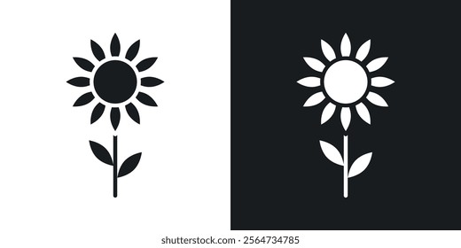Sunflower icons in flat syle