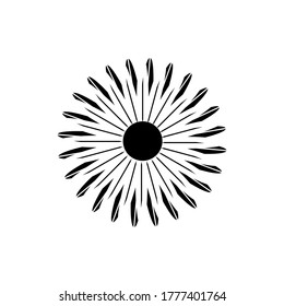 Sunflower icons isolated white background.