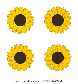 Sunflower icons set. Outline set of sunflower vector illustration on white background