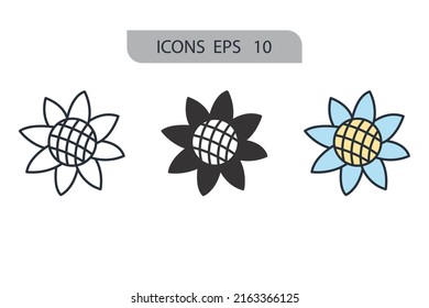 Sunflower icons  symbol vector elements for infographic web