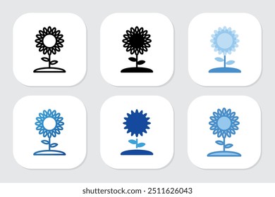 sunflower icons with various design styles