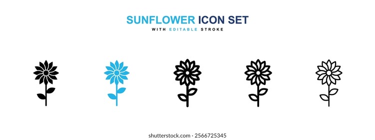 Sunflower icons vector collection pack.