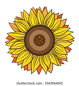 A sunflower illustration on a white background.