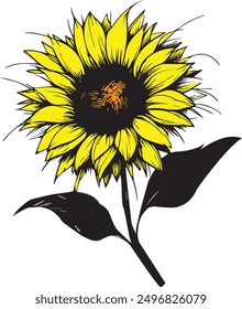 sunflower illustration vector art silhouette