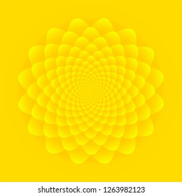 Sunflower inflorescence. Abstract floral pattern design on bright yellow background