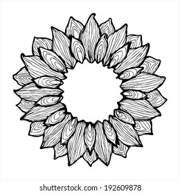 sunflower  ink sketch frame vector