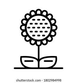 Sunflower isolated line path icon vector illustration