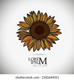 Sunflower isolated object logo. Sun flower icon. sunflower oil logo. Vector illustration