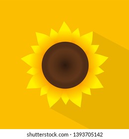 Sunflower isolated on orange background. Vector illustration.