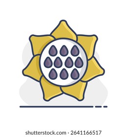 Sunflower isolated vector icon. Vegetable sign. Graph symbol for food and drinks web site, apps design, mobile apps and print media, logo, UI