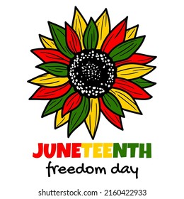 Sunflower, Juneteenth Independence Day. African-American history. Since June 19, 1865. Black History Month. Vector illustration.