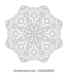 Sunflower Kids Mandala Coloring Book Page for kdp Book Interior. Peaceful Petals, Ability to Relax, Brain Experiences, Harmonious Haven, Peaceful Portraits, Blossoming Beauty mandala design.