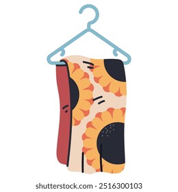 Sunflower kitchen towel vector cartoon illustration isolated on a white background.