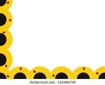 Sunflower and Ladybug Frame isolated
