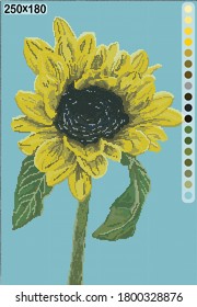 sunflower large multicolor pattern for cross-stitch or knitting