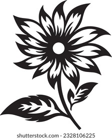 Sonnenblumenblätter schwarz-weiß, Vektorvorlage zum Schneiden und Drucken