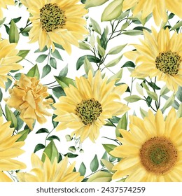 Sunflower With Leafs Background Design