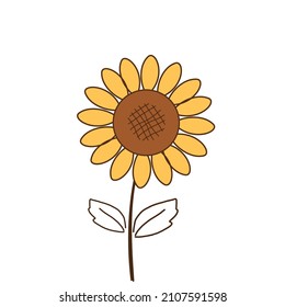 Sunflower with leaves icon logo isolated on white background vector illustration.